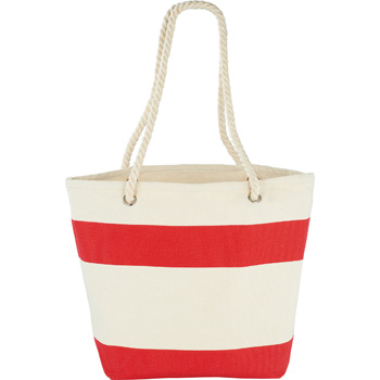 Capri Stripes Cotton Shopper Tote - Red 5158RD in